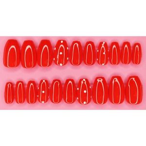 Strawberry Cake Medium Coffin Gloss Press On Nails Long